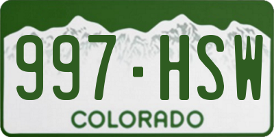 CO license plate 997HSW