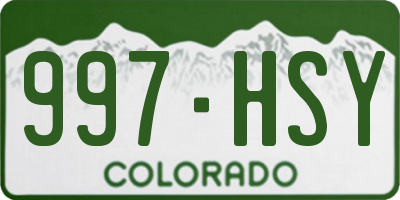 CO license plate 997HSY