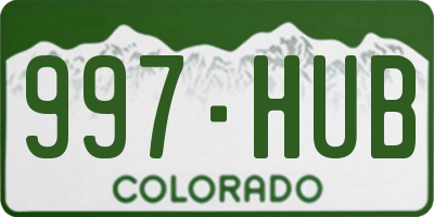 CO license plate 997HUB