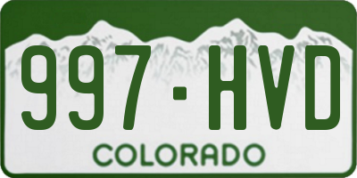 CO license plate 997HVD