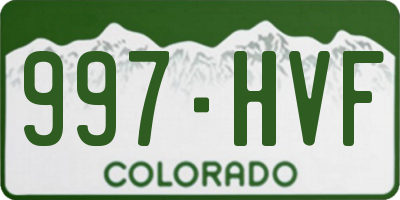 CO license plate 997HVF