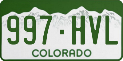 CO license plate 997HVL
