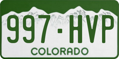 CO license plate 997HVP