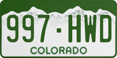 CO license plate 997HWD