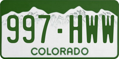 CO license plate 997HWW