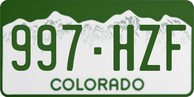 CO license plate 997HZF
