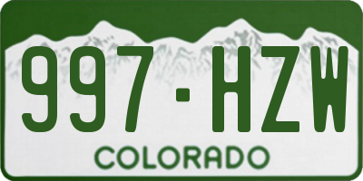 CO license plate 997HZW
