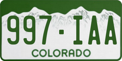 CO license plate 997IAA