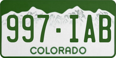 CO license plate 997IAB