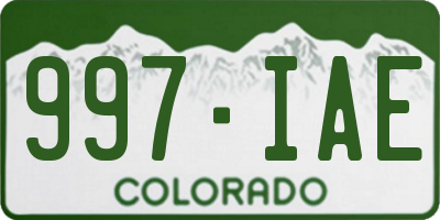 CO license plate 997IAE