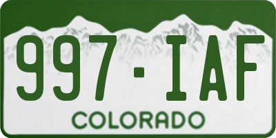 CO license plate 997IAF