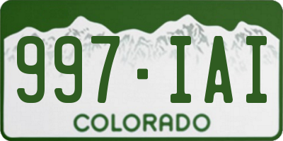 CO license plate 997IAI