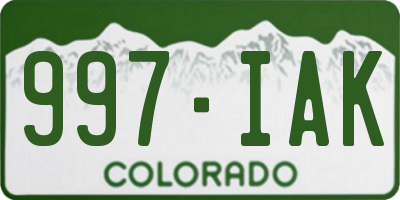 CO license plate 997IAK