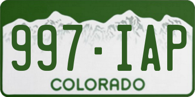 CO license plate 997IAP