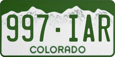 CO license plate 997IAR