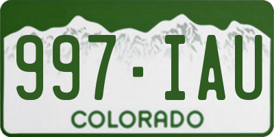 CO license plate 997IAU