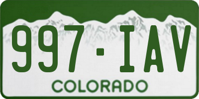 CO license plate 997IAV