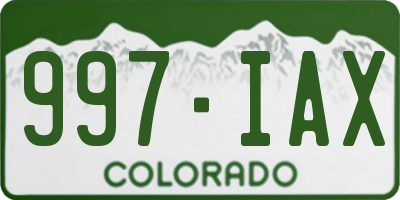 CO license plate 997IAX