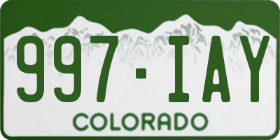 CO license plate 997IAY