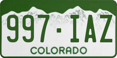 CO license plate 997IAZ