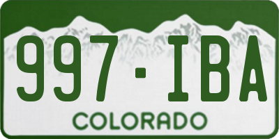 CO license plate 997IBA
