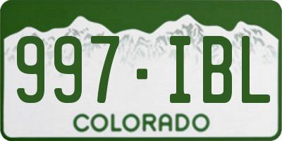 CO license plate 997IBL