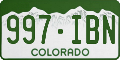 CO license plate 997IBN