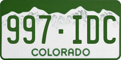 CO license plate 997IDC