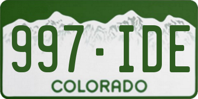 CO license plate 997IDE