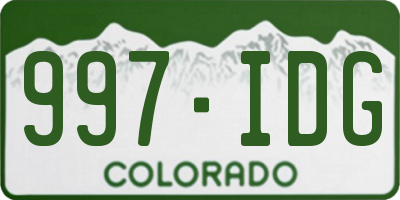 CO license plate 997IDG