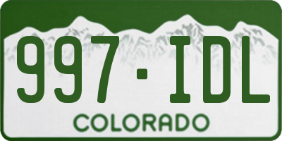 CO license plate 997IDL
