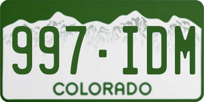 CO license plate 997IDM