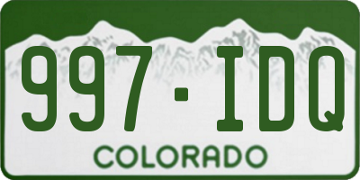 CO license plate 997IDQ