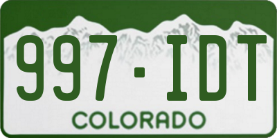 CO license plate 997IDT