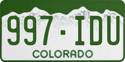 CO license plate 997IDU