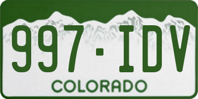 CO license plate 997IDV