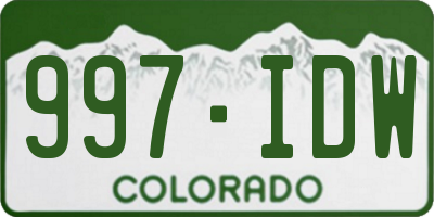 CO license plate 997IDW