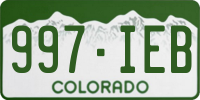 CO license plate 997IEB
