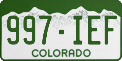 CO license plate 997IEF