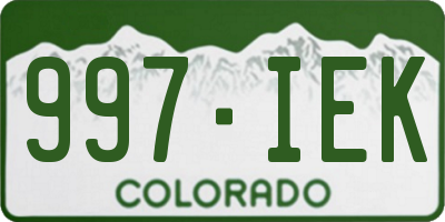 CO license plate 997IEK