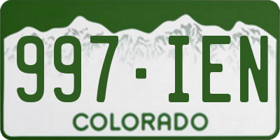 CO license plate 997IEN