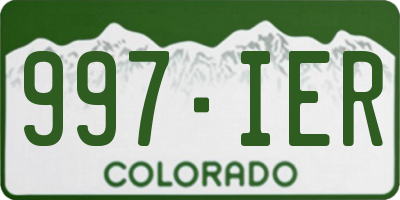 CO license plate 997IER