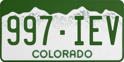 CO license plate 997IEV