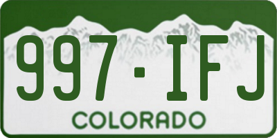CO license plate 997IFJ