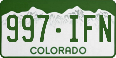 CO license plate 997IFN