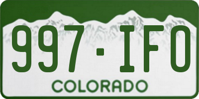 CO license plate 997IFO