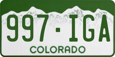 CO license plate 997IGA