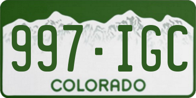 CO license plate 997IGC