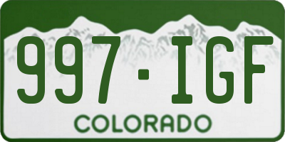 CO license plate 997IGF