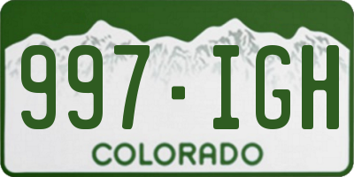 CO license plate 997IGH
